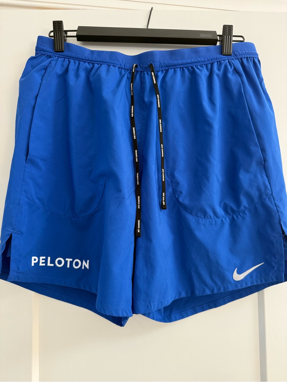 Nike Men’s Athletic Shorts Blue with White Swoosh and Peloton Logo